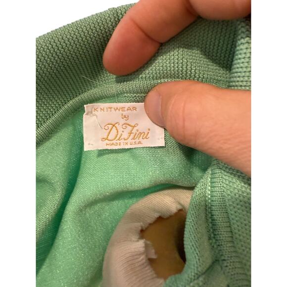 Vintage 70s Knitwear by DiFini Green Sleeveless Polo Retro Collar READ - Picture 6 of 6